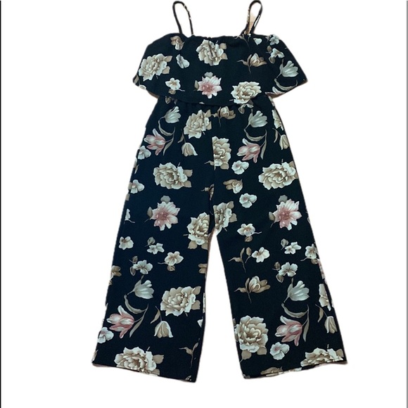 Eclipse Floral Wide Leg Cropped Jumpsuit - Picture 1 of 4